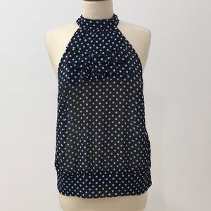 Forever 21 navy and white polkadot halter, tank top size medium